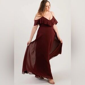 Jenny Yoo Mila Flutter Sleeve Dress in Hibiscus Size 18